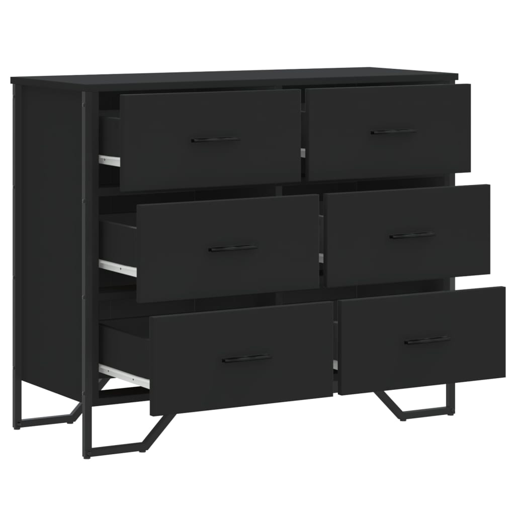 vidaXL Comodă cu sertare, negru, 91x35,5x74,5 cm, lemn prelucrat vidaXL Comodă cu sertare, negru, 91x35,5x74,5 cm, lemn prelucrat