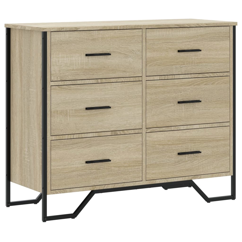 vidaXL Comodă cu sertare, stejar sonoma 91x35,5x74,5 cm lemn prelucrat vidaXL Comodă cu sertare, stejar sonoma 91x35,5x74,5 cm lemn prelucrat
