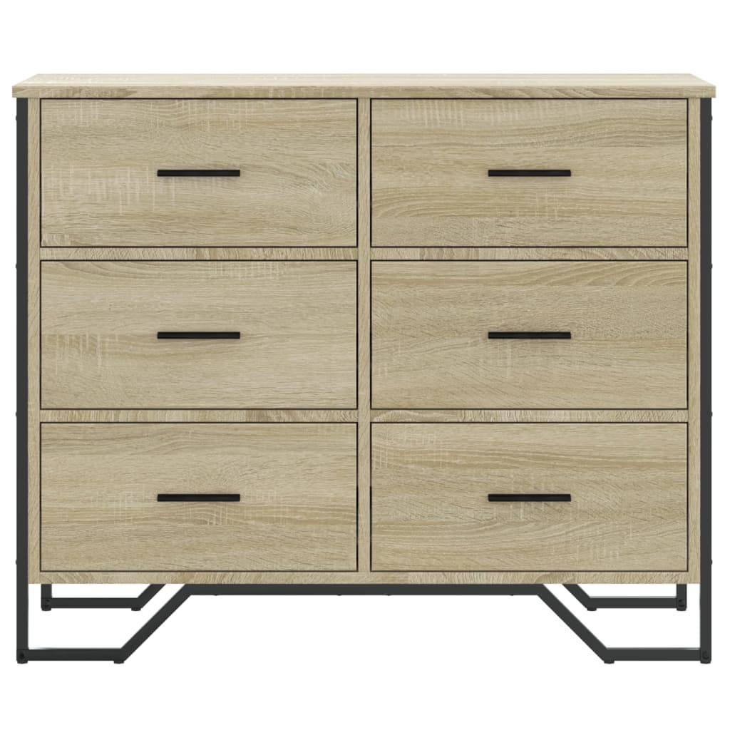 vidaXL Comodă cu sertare, stejar sonoma 91x35,5x74,5 cm lemn prelucrat vidaXL Comodă cu sertare, stejar sonoma 91x35,5x74,5 cm lemn prelucrat