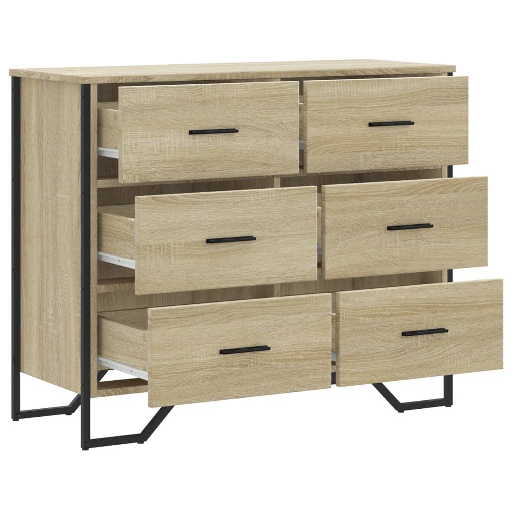 vidaXL Comodă cu sertare, stejar sonoma 91x35,5x74,5 cm lemn prelucrat vidaXL Comodă cu sertare, stejar sonoma 91x35,5x74,5 cm lemn prelucrat