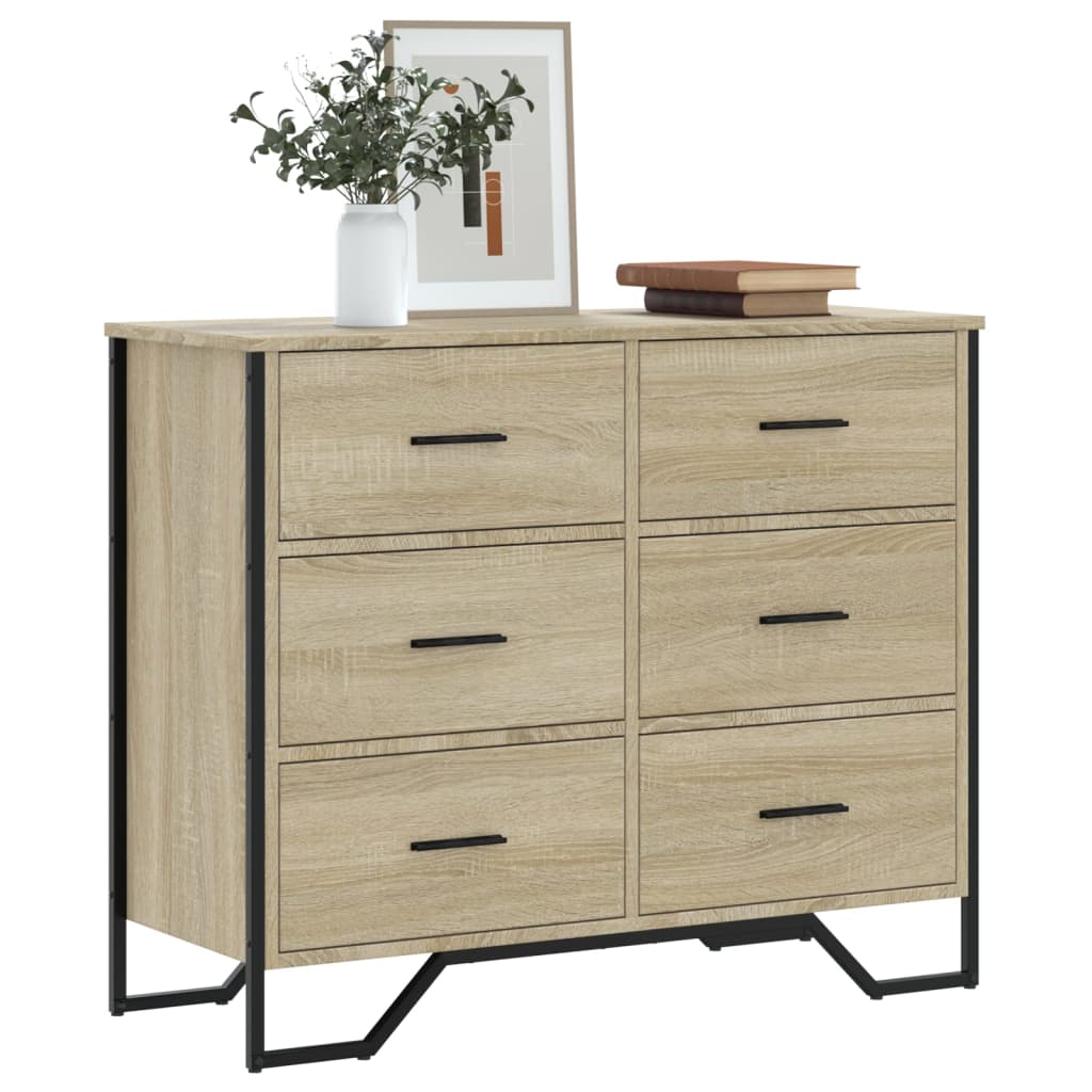 vidaXL Comodă cu sertare, stejar sonoma 91x35,5x74,5 cm lemn prelucrat vidaXL Comodă cu sertare, stejar sonoma 91x35,5x74,5 cm lemn prelucrat