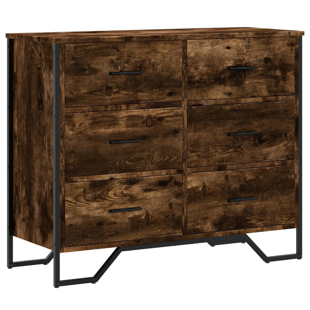 vidaXL Comodă cu sertare stejar fumuriu 91x35,5x74,5 cm lemn prelucrat vidaXL Comodă cu sertare stejar fumuriu 91x35,5x74,5 cm lemn prelucrat
