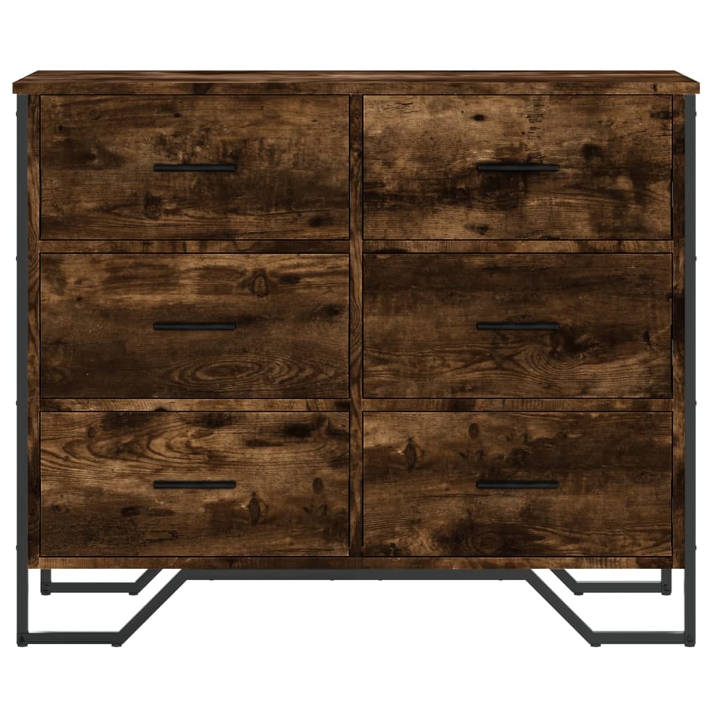 vidaXL Comodă cu sertare stejar fumuriu 91x35,5x74,5 cm lemn prelucrat vidaXL Comodă cu sertare stejar fumuriu 91x35,5x74,5 cm lemn prelucrat