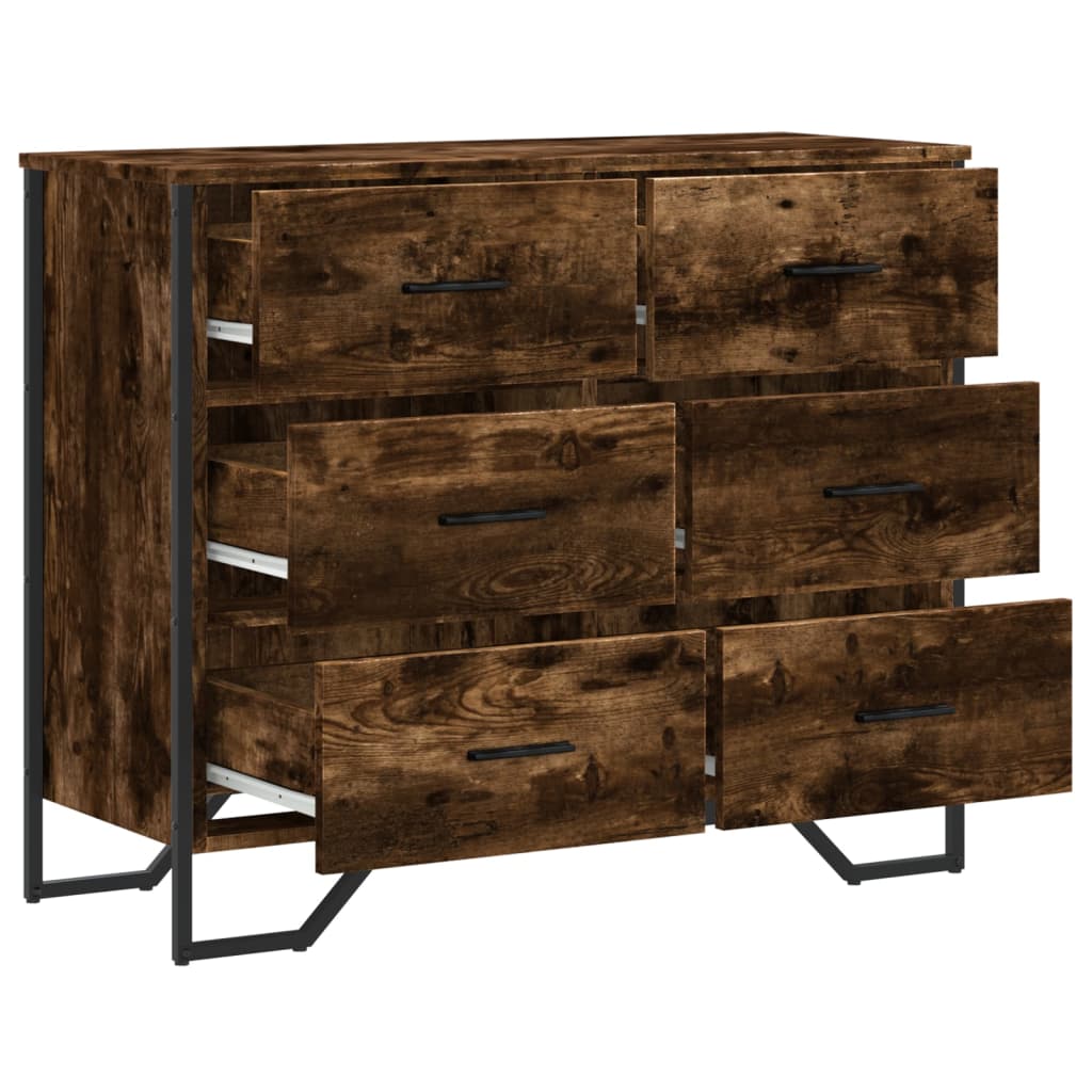 vidaXL Comodă cu sertare stejar fumuriu 91x35,5x74,5 cm lemn prelucrat vidaXL Comodă cu sertare stejar fumuriu 91x35,5x74,5 cm lemn prelucrat
