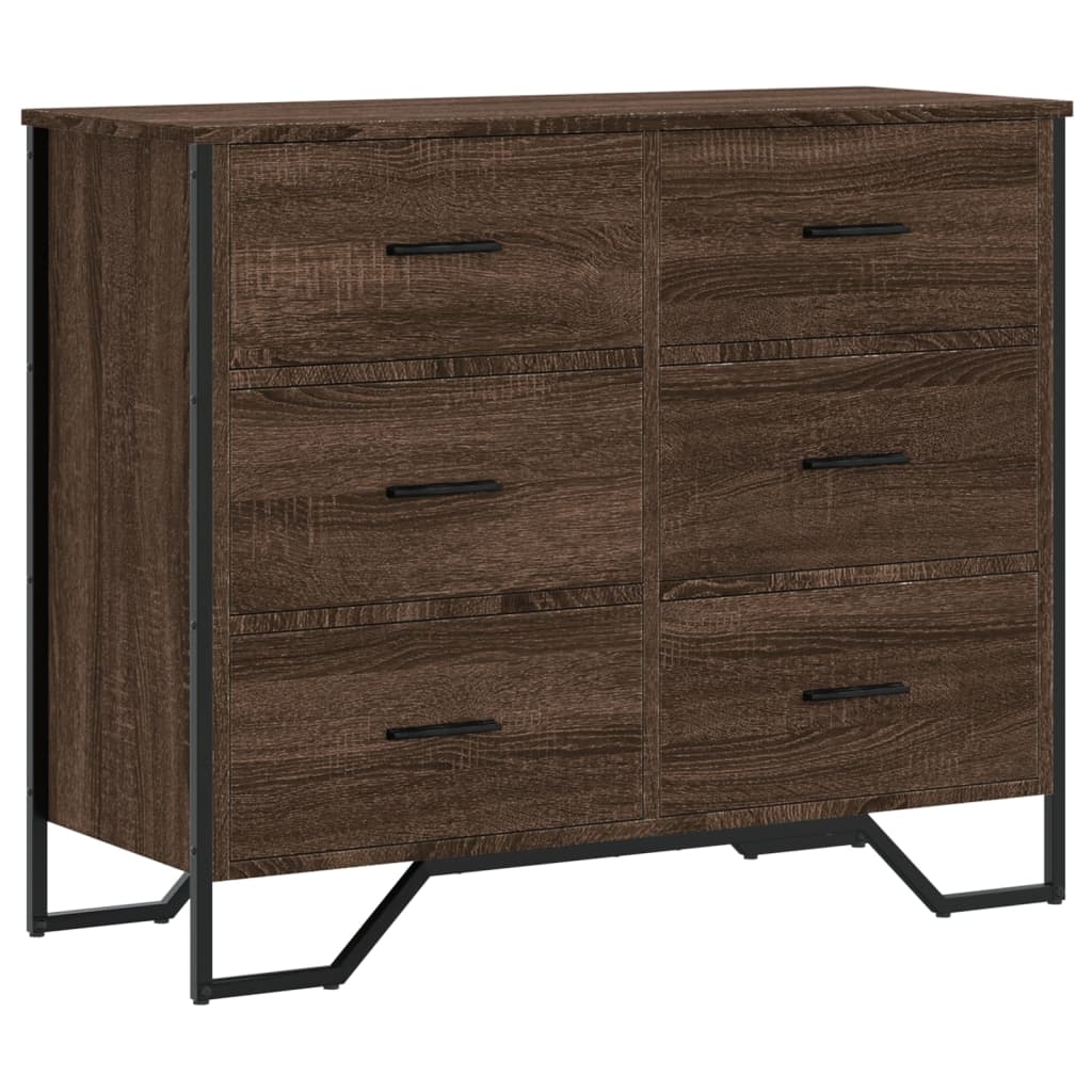 vidaXL Comodă cu sertare, stejar maro 91x35,5x74,5 cm lemn prelucrat vidaXL Comodă cu sertare, stejar maro 91x35,5x74,5 cm lemn prelucrat