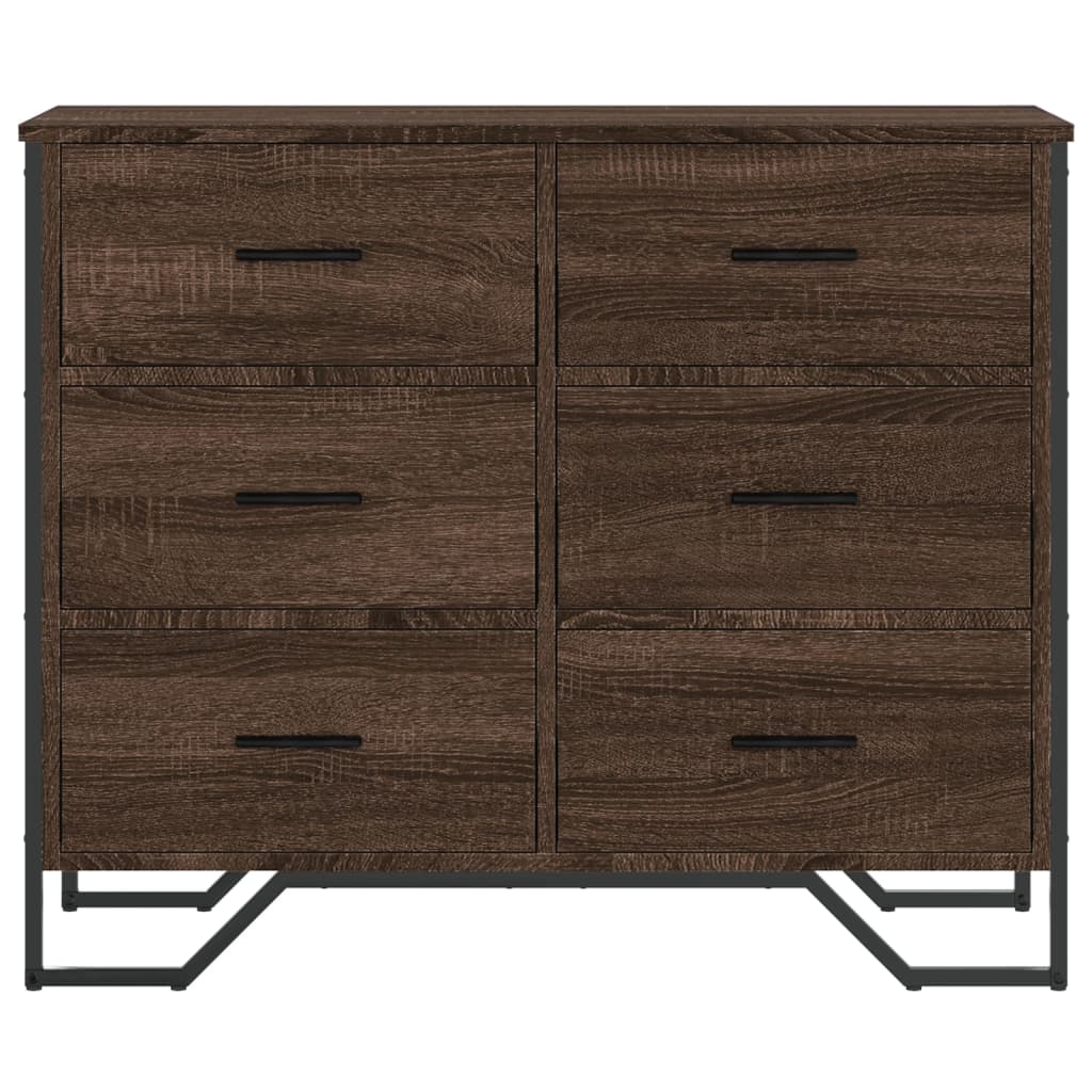 vidaXL Comodă cu sertare, stejar maro 91x35,5x74,5 cm lemn prelucrat vidaXL Comodă cu sertare, stejar maro 91x35,5x74,5 cm lemn prelucrat