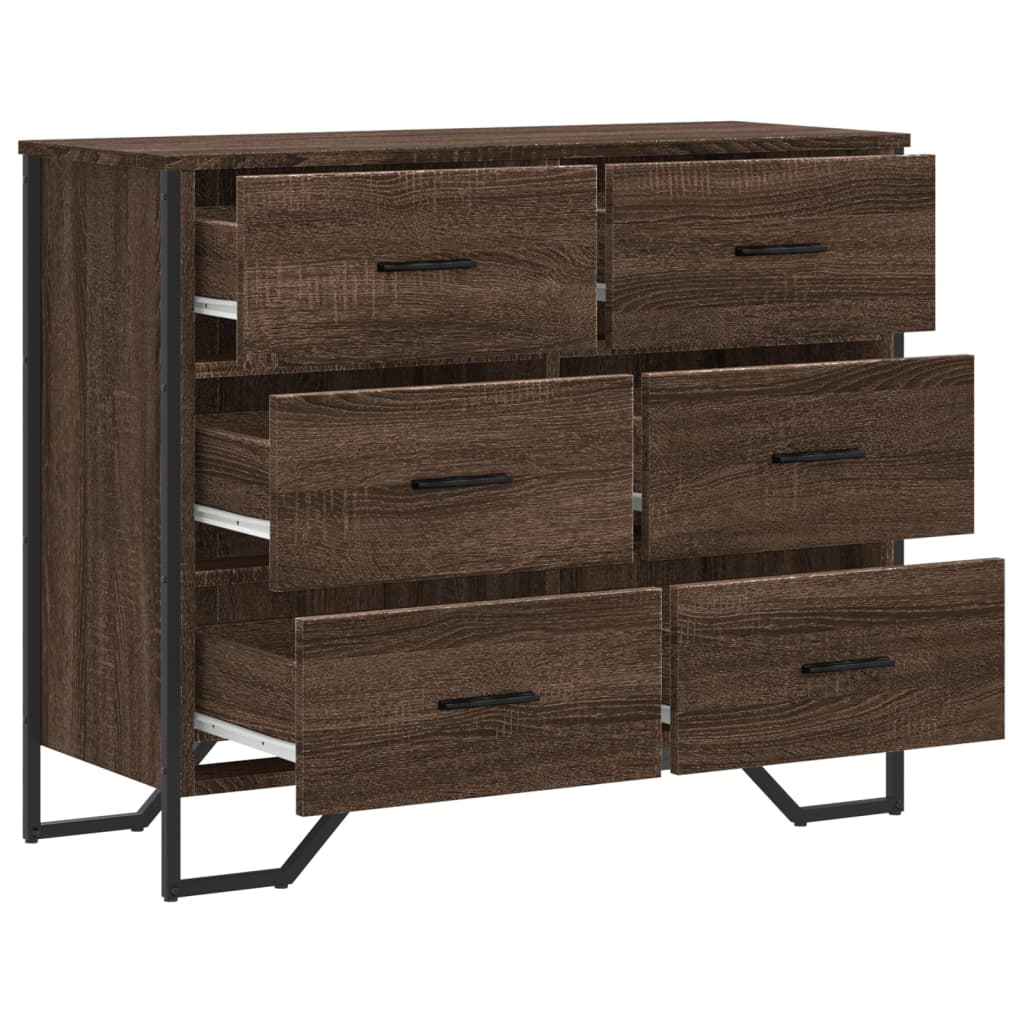 vidaXL Comodă cu sertare, stejar maro 91x35,5x74,5 cm lemn prelucrat vidaXL Comodă cu sertare, stejar maro 91x35,5x74,5 cm lemn prelucrat