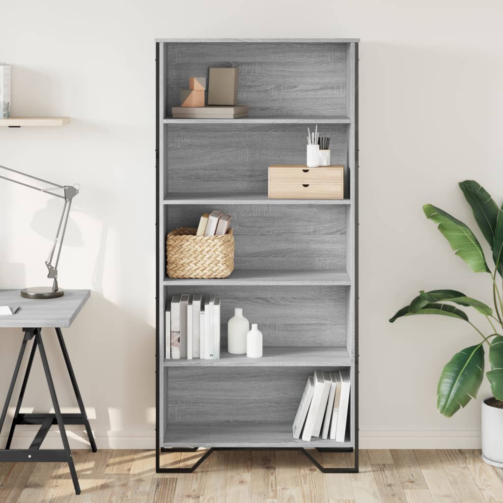 vidaXL Bibliotecă, gri sonoma, 80x31x169 cm, lemn prelucrat vidaXL Bibliotecă, gri sonoma, 80x31x169 cm, lemn prelucrat