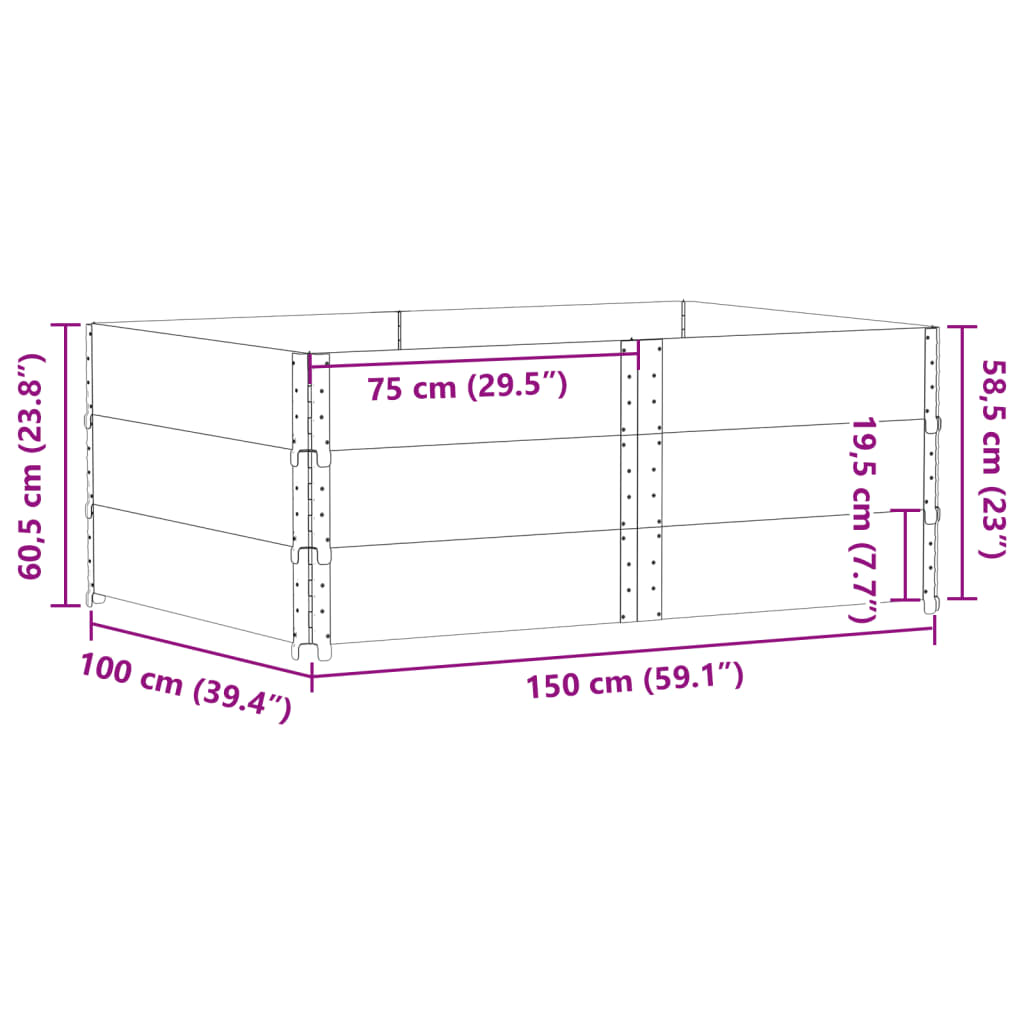 vidaXL Rame pentru paleți, 3 buc., negru, 150x100 cm, lemn masiv pin vidaXL Rame pentru paleți, 3 buc., negru, 150x100 cm, lemn masiv pin