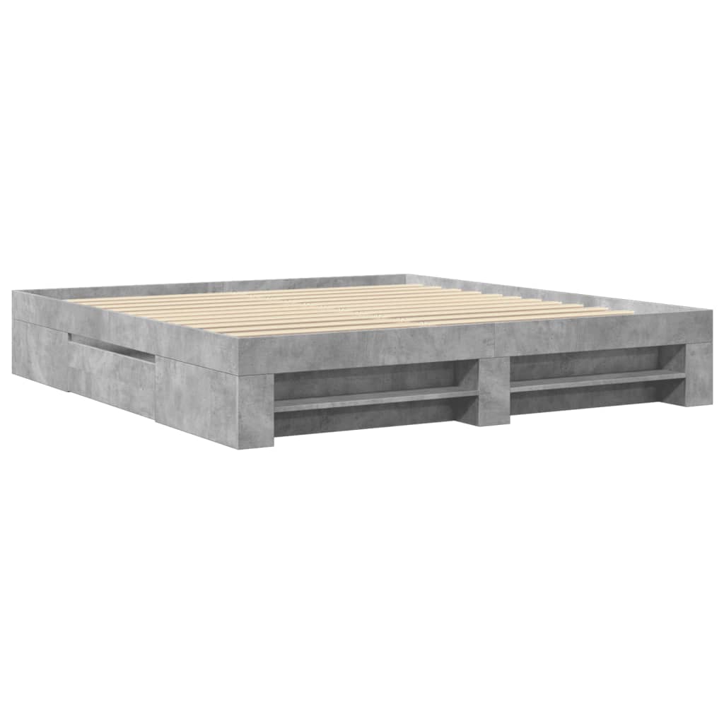 vidaXL Cadru de pat fără saltea Gri Beton 180x200cm Lemn prelucrat