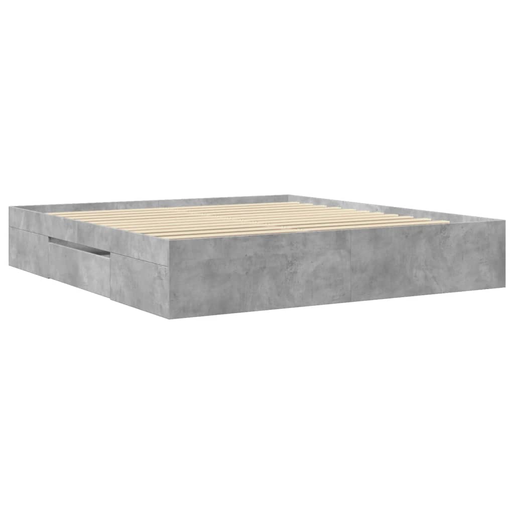 vidaXL Cadru de pat fără saltea Gri Beton 180x200cm Lemn prelucrat