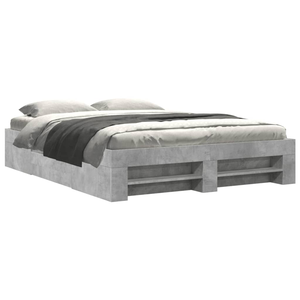vidaXL Cadru de pat fără saltea Gri beton 160x200cm Lemn prelucrat