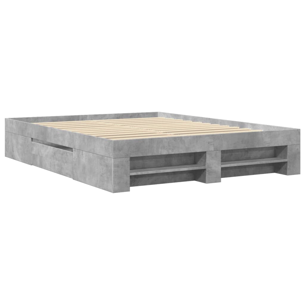vidaXL Cadru de pat fără saltea Gri beton 160x200cm Lemn prelucrat