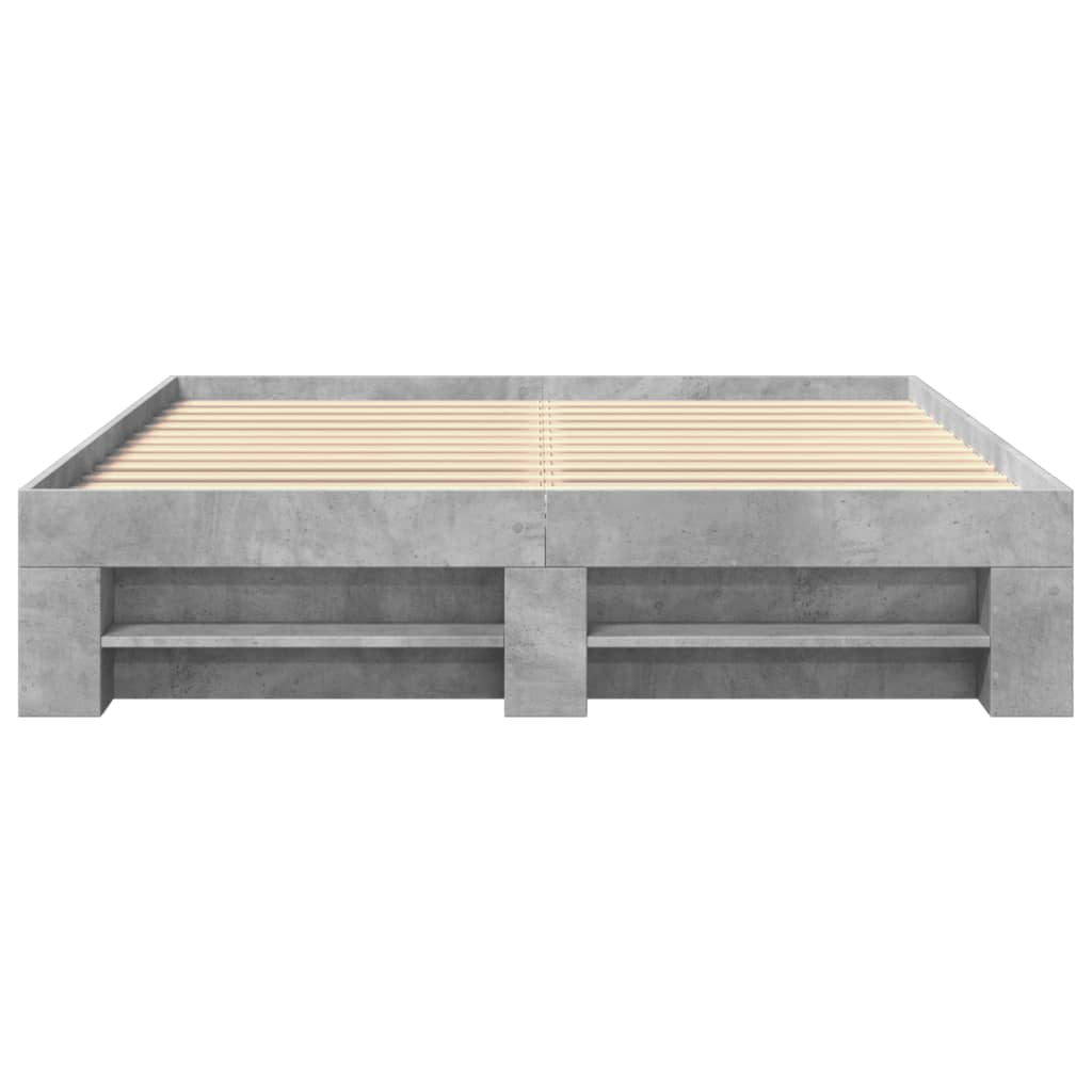 vidaXL Cadru de pat fără saltea Gri beton 160x200cm Lemn prelucrat