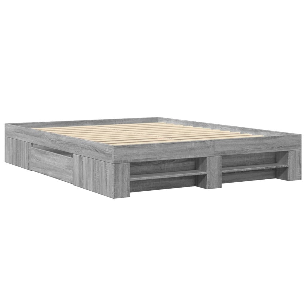 vidaXL Cadru de pat fără saltea Gri Sonoma 160x200cm lemn prelucrat