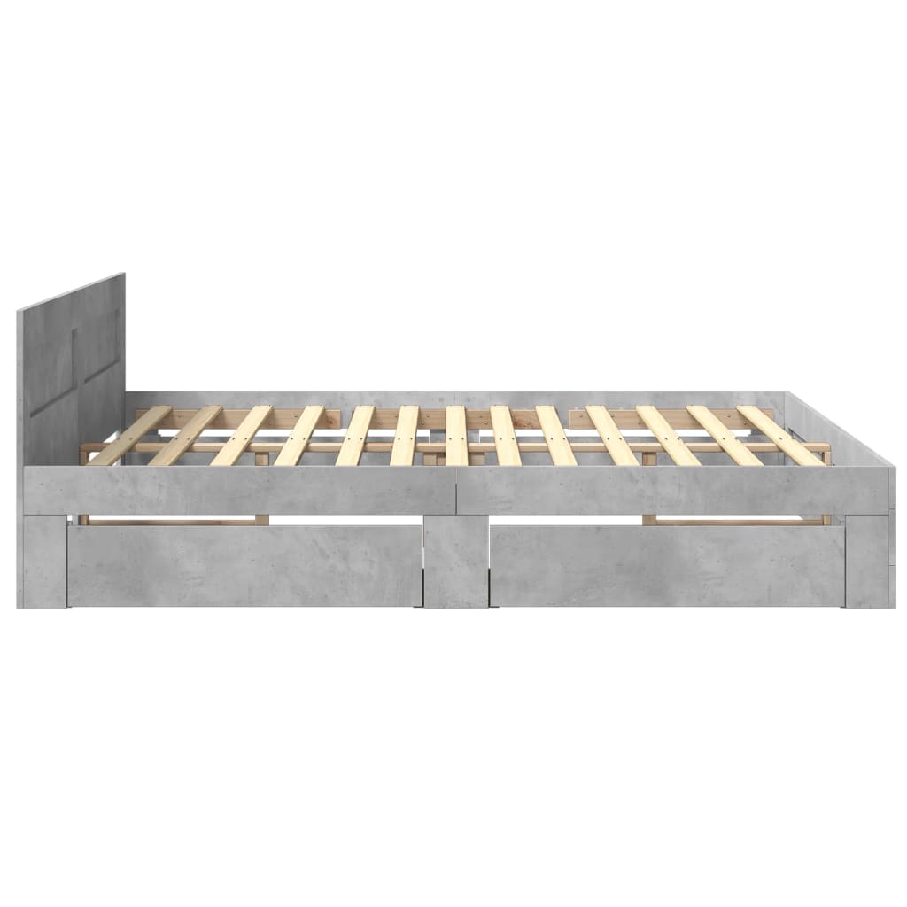 vidaXL Cadru de pat cu tăblie gri beton 180x200 cm lemn prelucrat vidaXL Cadru de pat cu tăblie gri beton 180x200 cm lemn prelucrat