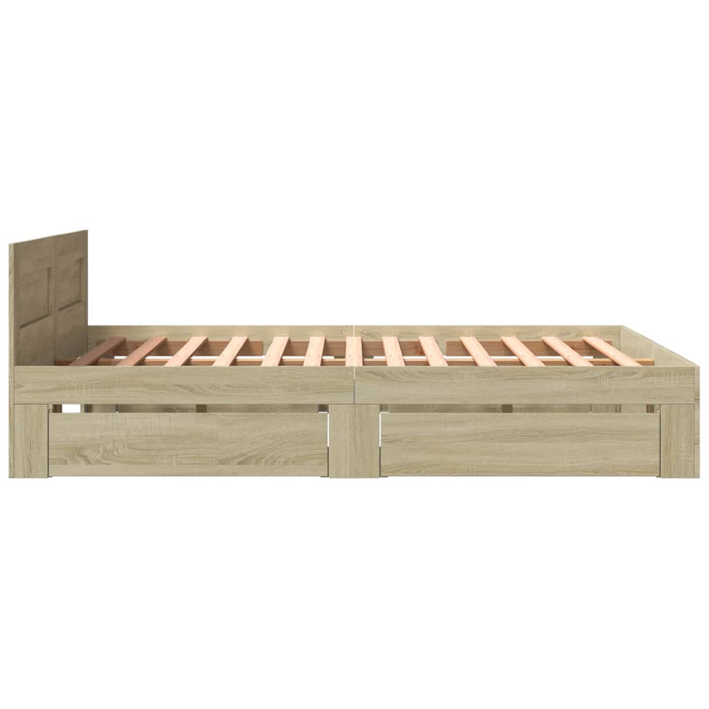 vidaXL Cadru de pat cu tăblie stejar sonoma 160x200 cm lemn prelucrat