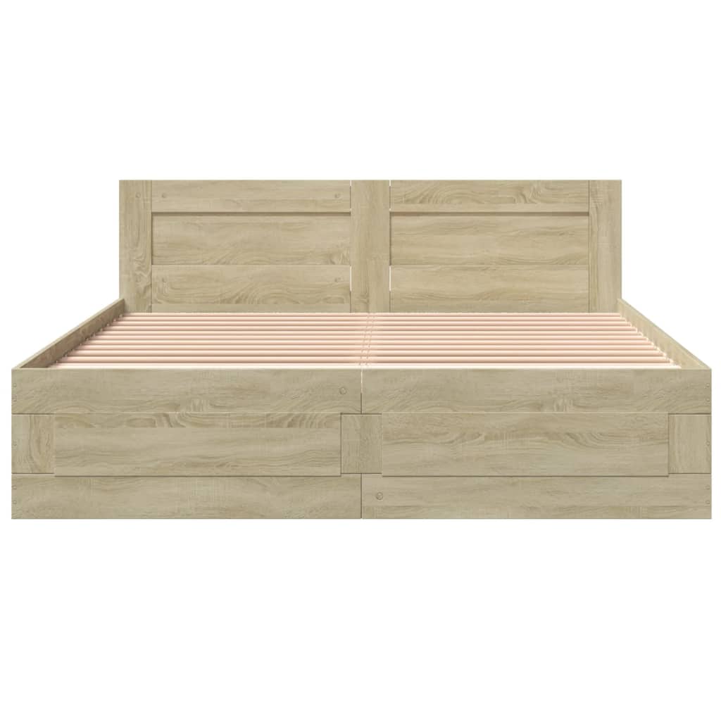 vidaXL Cadru de pat cu tăblie stejar sonoma 150x200 cm lemn prelucrat