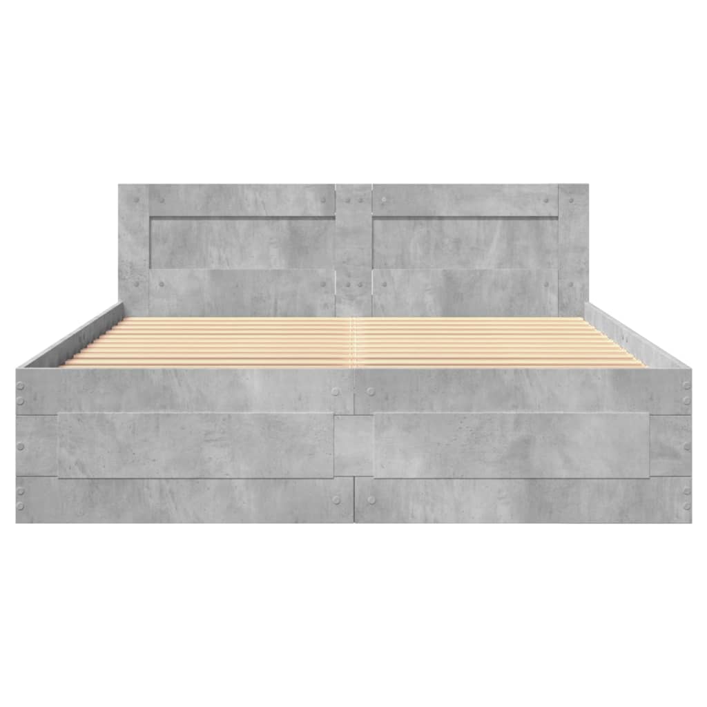 vidaXL Cadru de pat cu tăblie gri beton 140x200 cm lemn prelucrat