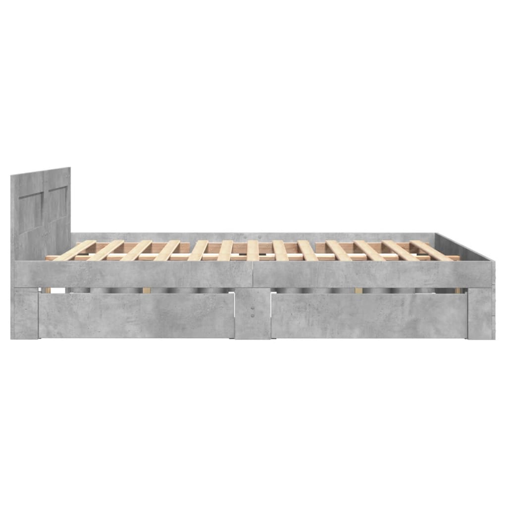 vidaXL Cadru de pat cu tăblie gri beton 140x200 cm lemn prelucrat
