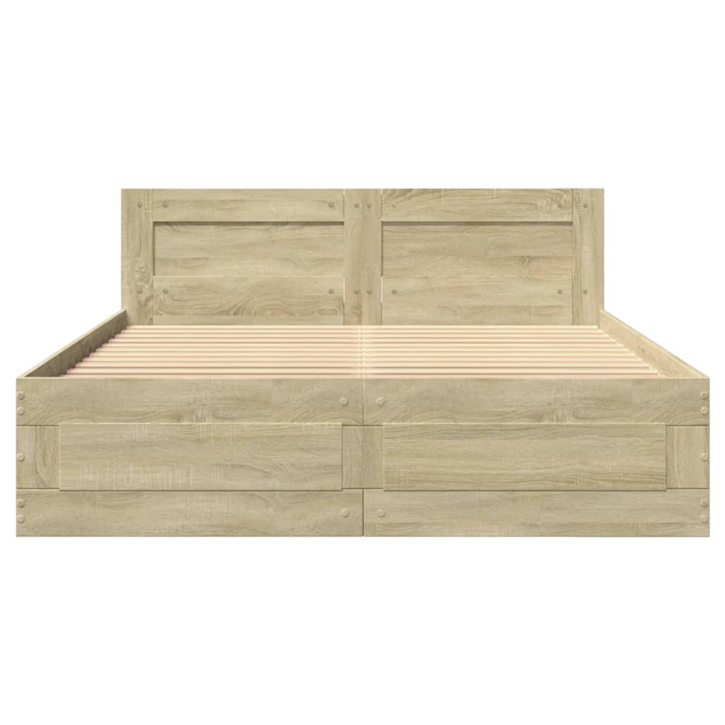 vidaXL Cadru de pat cu tăblie stejar sonoma 120x200 cm lemn prelucrat