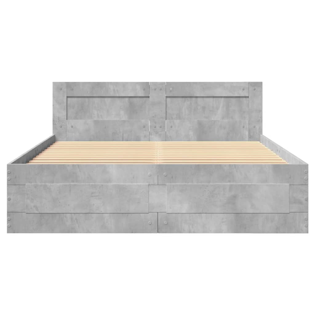 vidaXL Cadru de pat cu tăblie gri beton 120x200 cm lemn prelucrat