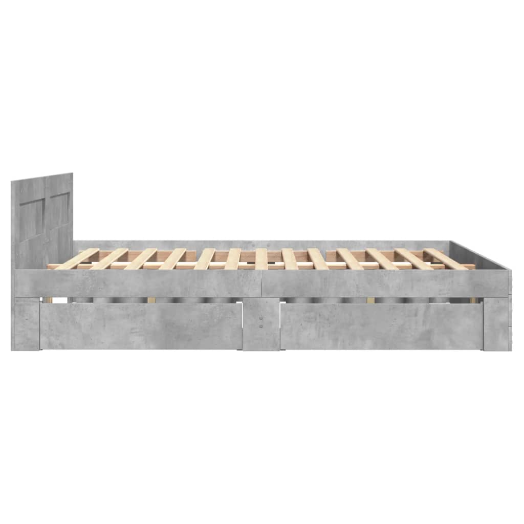 vidaXL Cadru de pat cu tăblie gri beton 120x200 cm lemn prelucrat