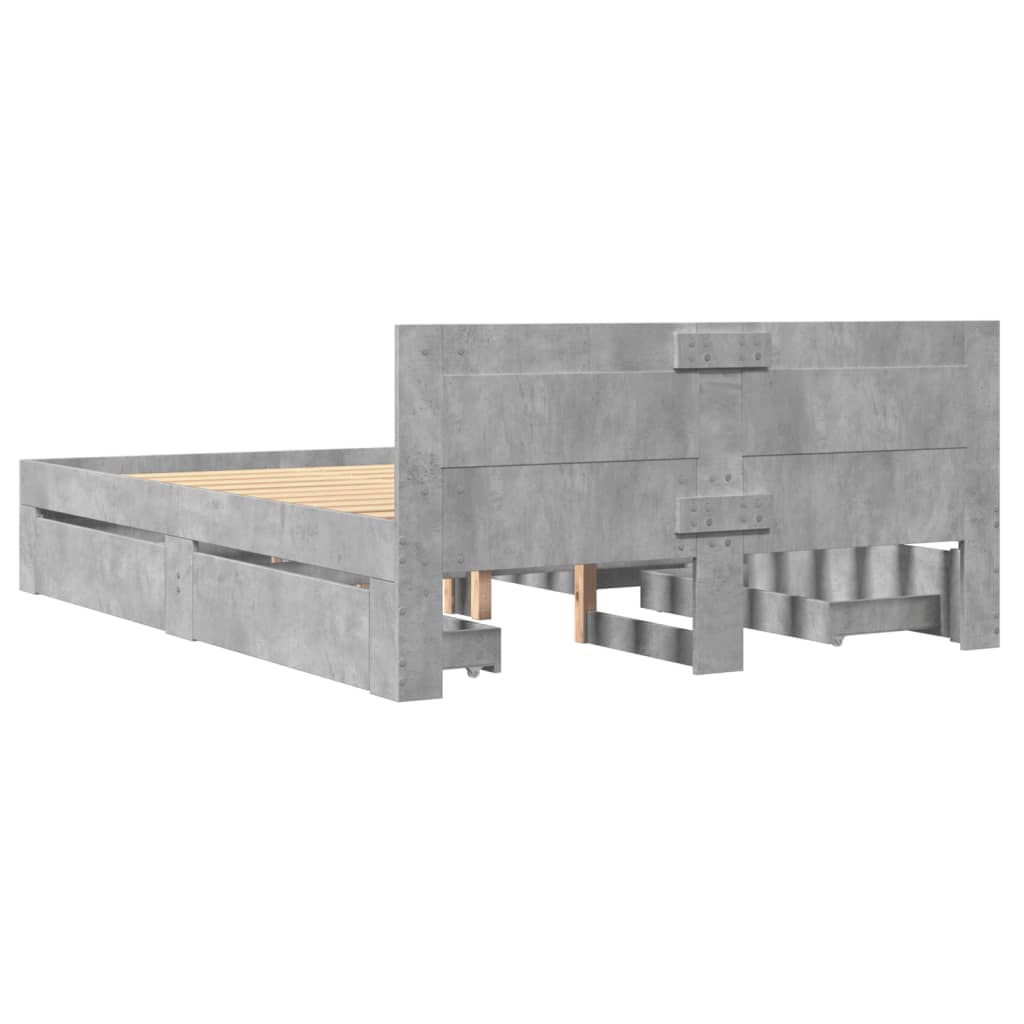 vidaXL Cadru de pat cu tăblie gri beton 120x200 cm lemn prelucrat