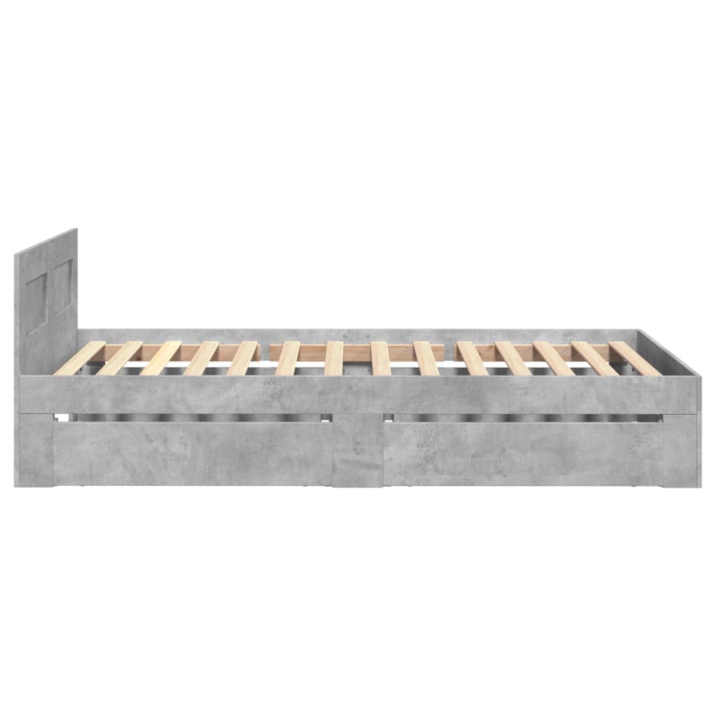 vidaXL Cadru de pat cu tăblie gri beton 100x200 cm lemn prelucrat