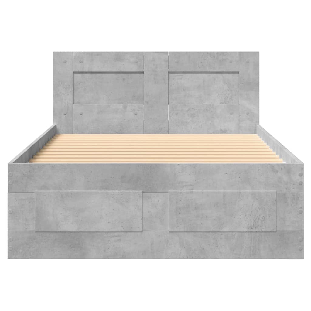 vidaXL Cadru de pat cu tăblie gri beton 90x200 cm lemn prelucrat vidaXL Cadru de pat cu tăblie gri beton 90x200 cm lemn prelucrat
