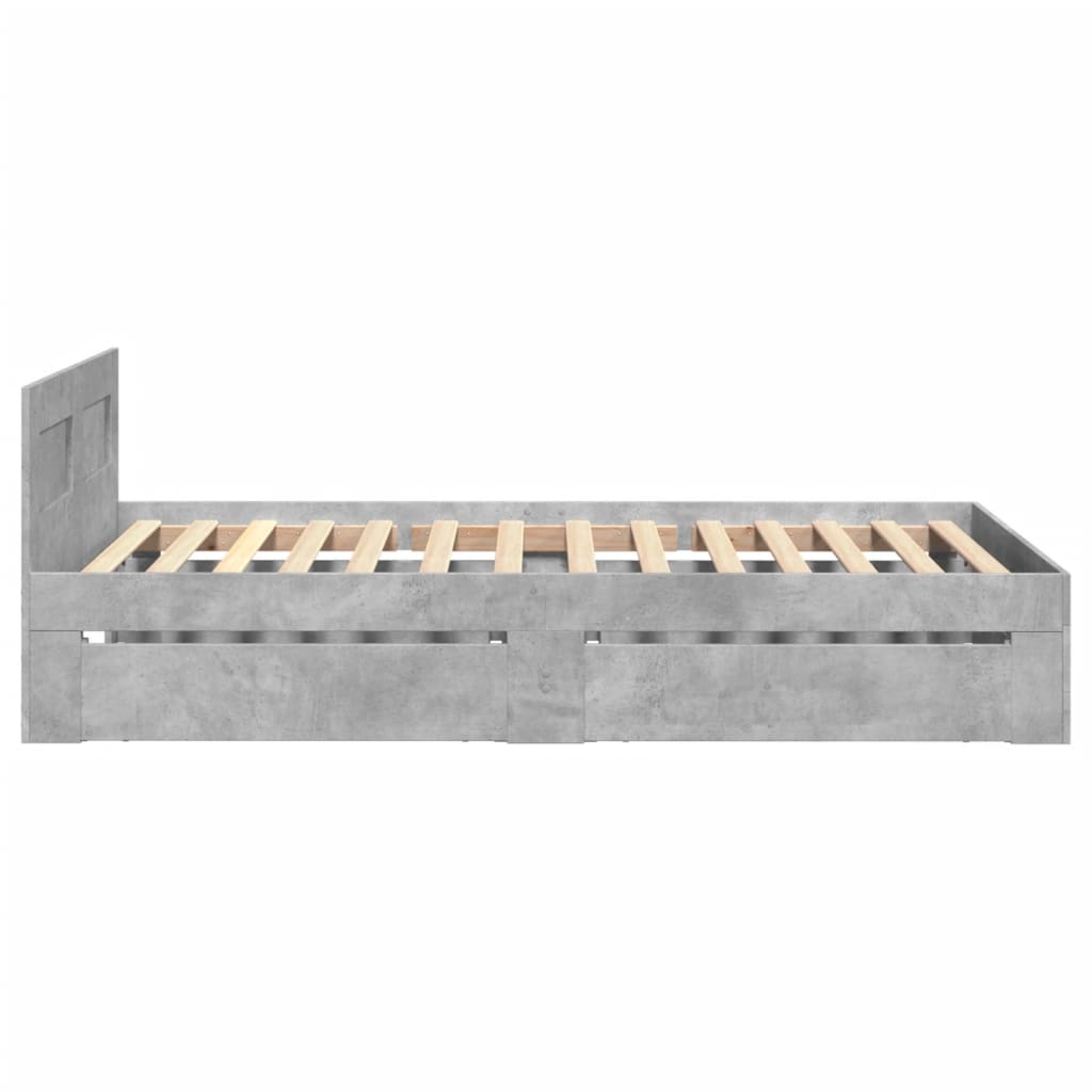 vidaXL Cadru de pat cu tăblie gri beton 90x200 cm lemn prelucrat vidaXL Cadru de pat cu tăblie gri beton 90x200 cm lemn prelucrat
