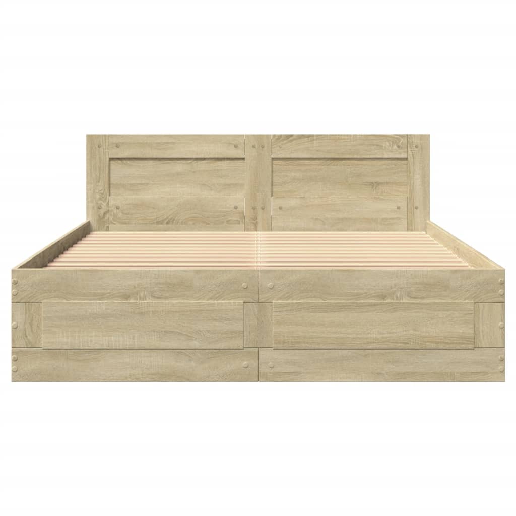 vidaXL Cadru de pat cu tăblie stejar sonoma 140x190 cm lemn prelucrat