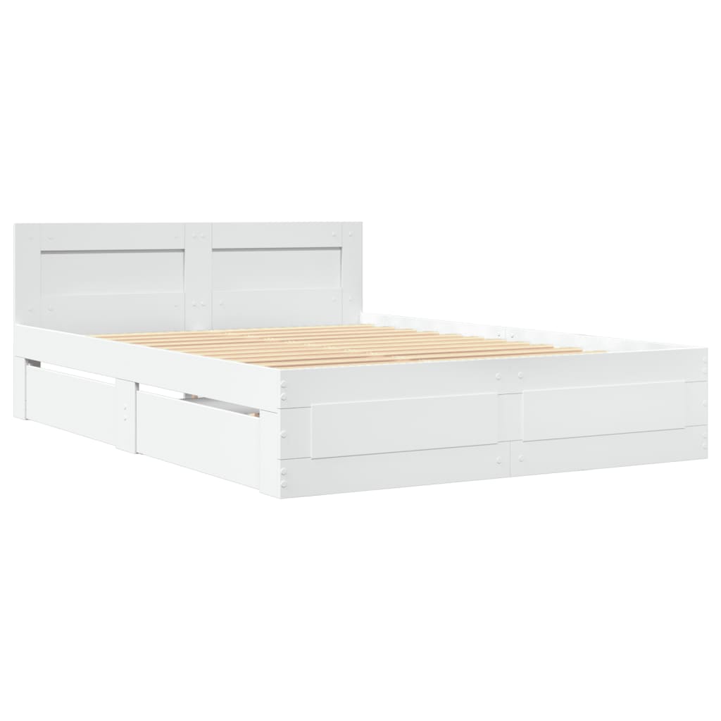 vidaXL Cadru de pat cu tăblie, alb, 120x190 cm, lemn prelucrat vidaXL Cadru de pat cu tăblie, alb, 120x190 cm, lemn prelucrat