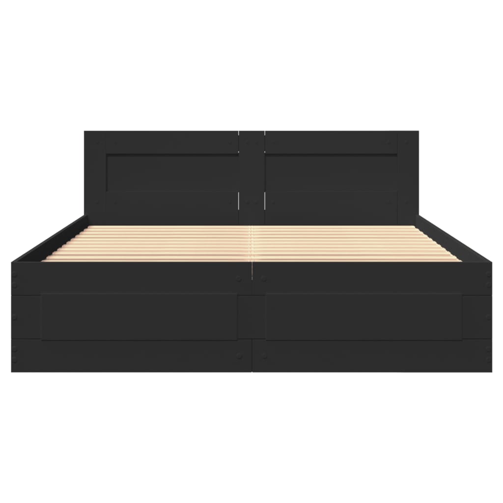 vidaXL Cadru de pat cu tăblie, negru, 120x190 cm, lemn prelucrat vidaXL Cadru de pat cu tăblie, negru, 120x190 cm, lemn prelucrat
