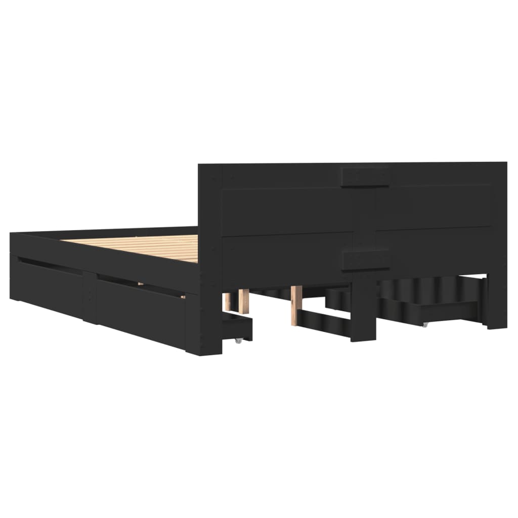 vidaXL Cadru de pat cu tăblie, negru, 120x190 cm, lemn prelucrat vidaXL Cadru de pat cu tăblie, negru, 120x190 cm, lemn prelucrat