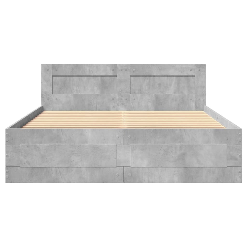 vidaXL Cadru de pat cu tăblie gri beton 120x190 cm lemn prelucrat