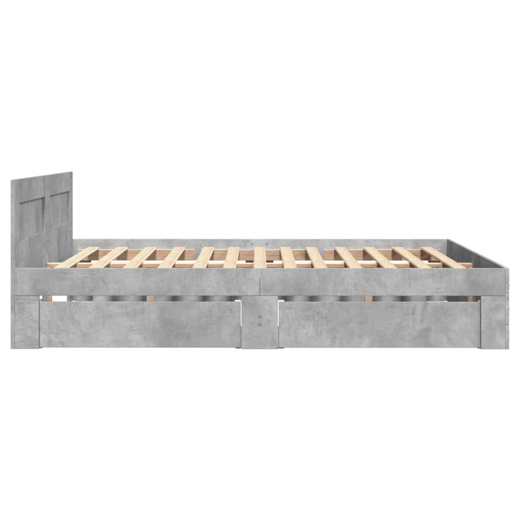 vidaXL Cadru de pat cu tăblie gri beton 120x190 cm lemn prelucrat
