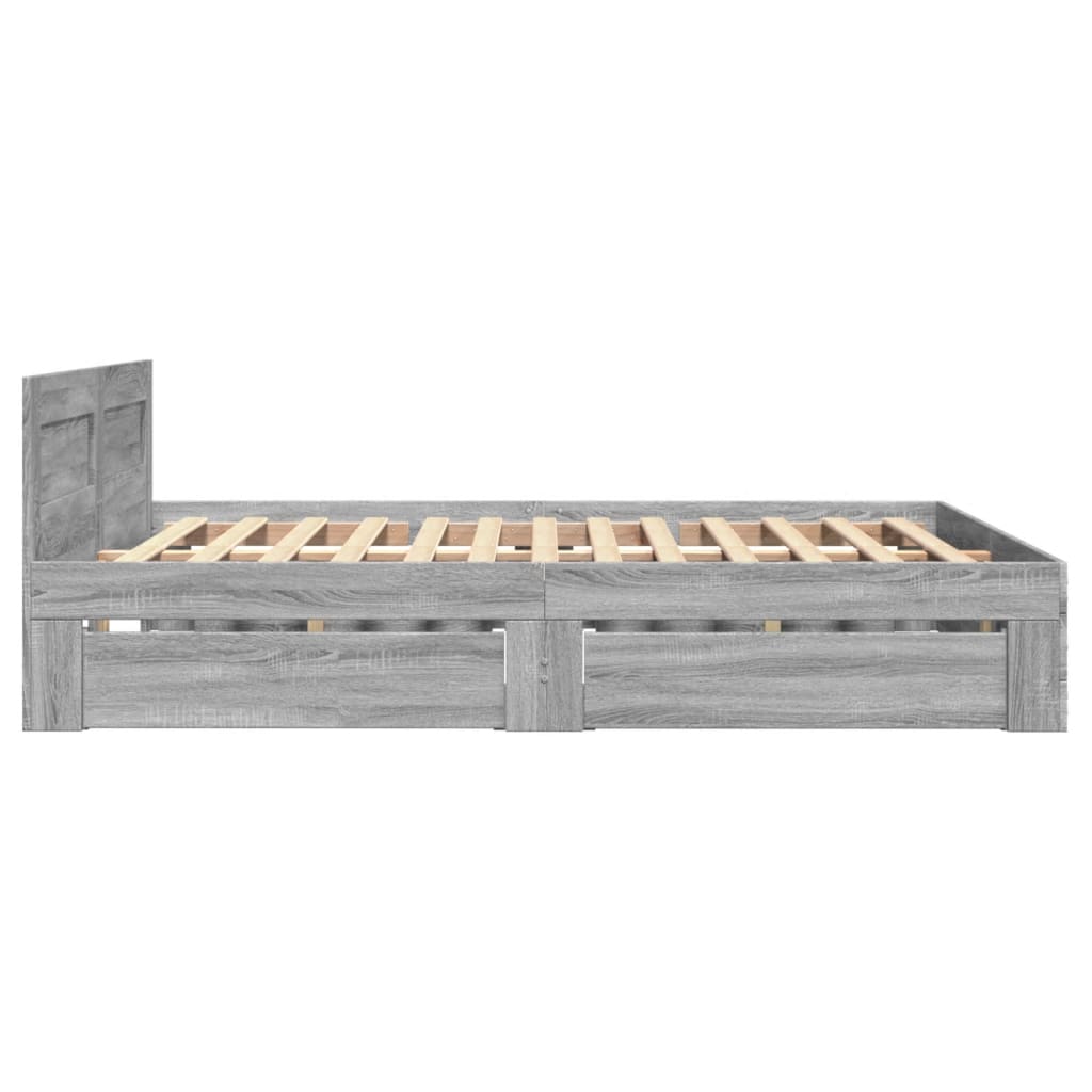 vidaXL Cadru de pat cu tăblie gri sonoma 120x190 cm lemn prelucrat vidaXL Cadru de pat cu tăblie gri sonoma 120x190 cm lemn prelucrat