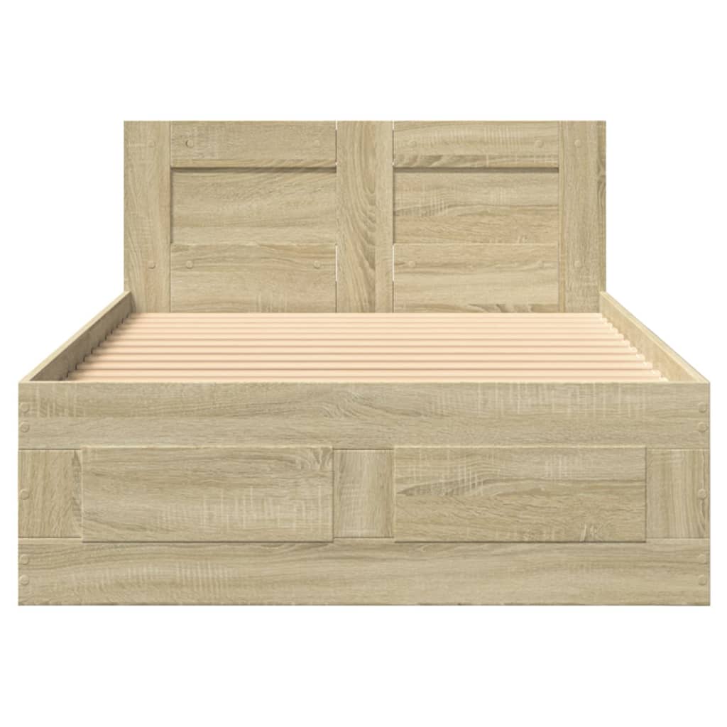 vidaXL Cadru de pat cu tăblie stejar sonoma 90x190 cm lemn prelucrat