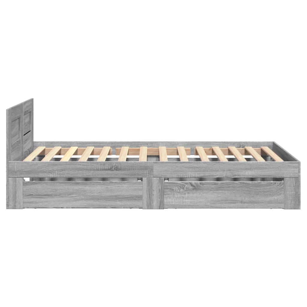 vidaXL Cadru de pat cu tăblie, gri sonoma, 90x190 cm, lemn prelucrat vidaXL Cadru de pat cu tăblie, gri sonoma, 90x190 cm, lemn prelucrat