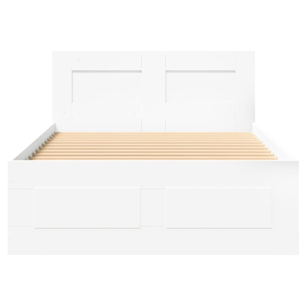 vidaXL Cadru de pat cu tăblie, alb, 75x190 cm, lemn prelucrat