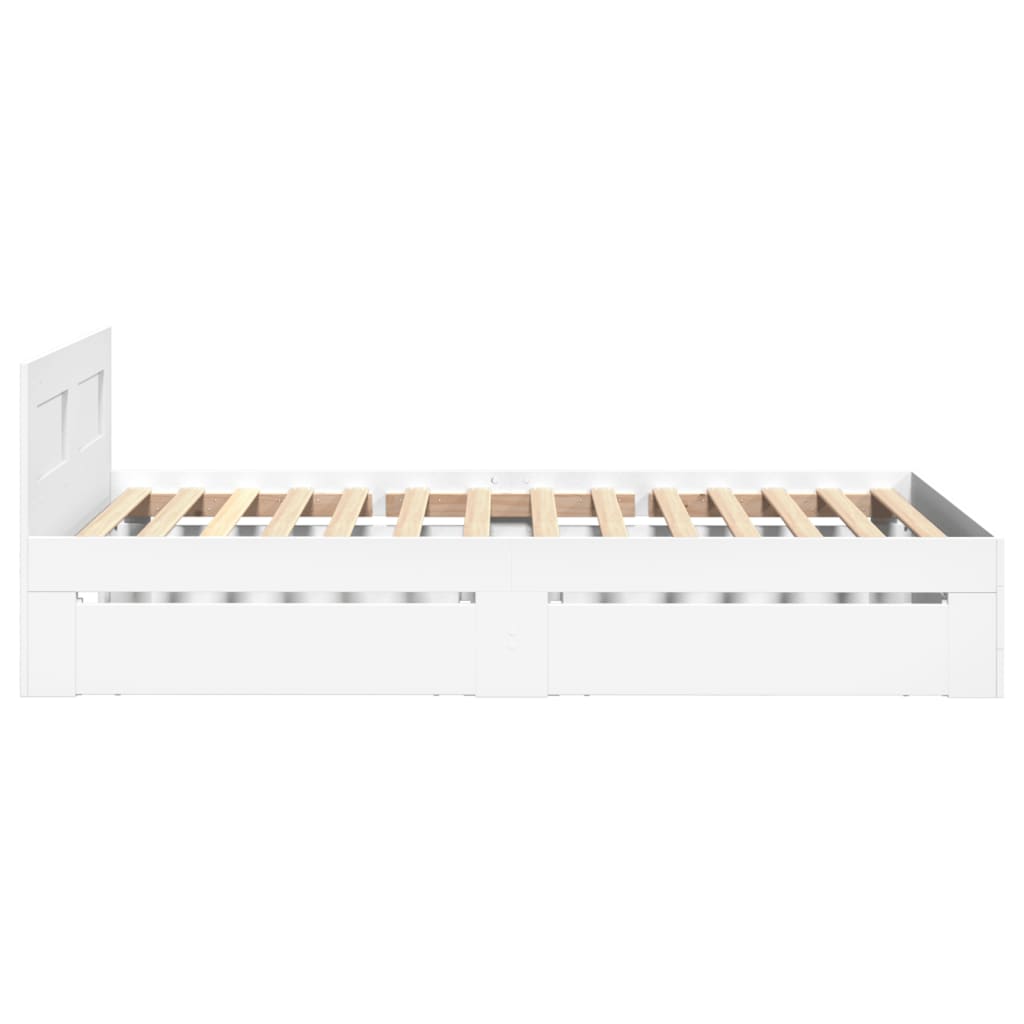 vidaXL Cadru de pat cu tăblie, alb, 75x190 cm, lemn prelucrat