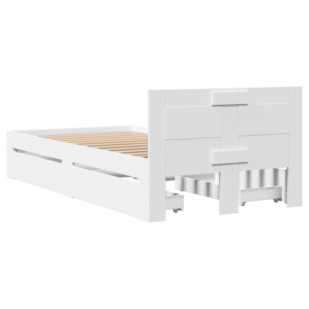 vidaXL Cadru de pat cu tăblie, alb, 75x190 cm, lemn prelucrat