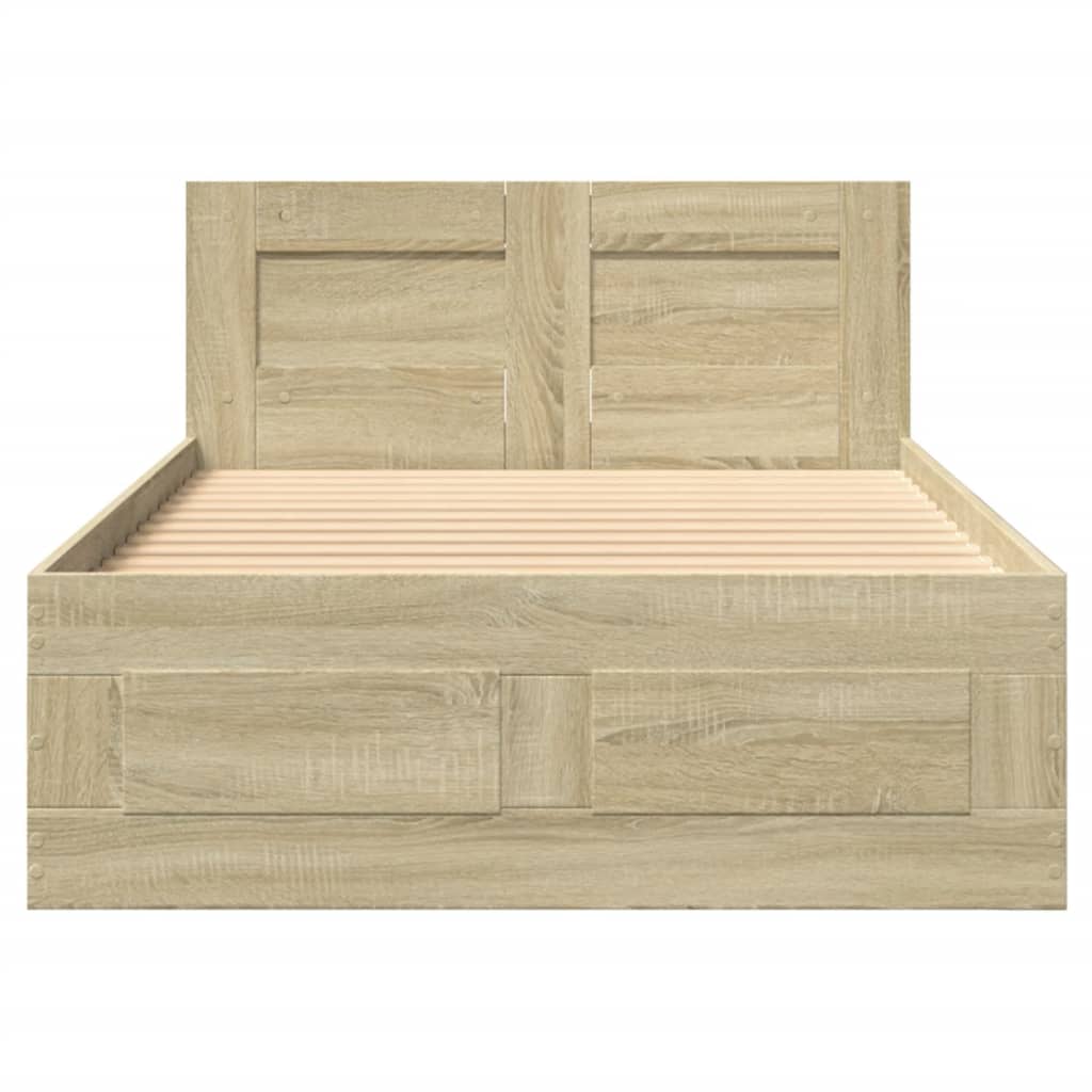 vidaXL Cadru de pat cu tăblie stejar sonoma 75x190 cm lemn prelucrat