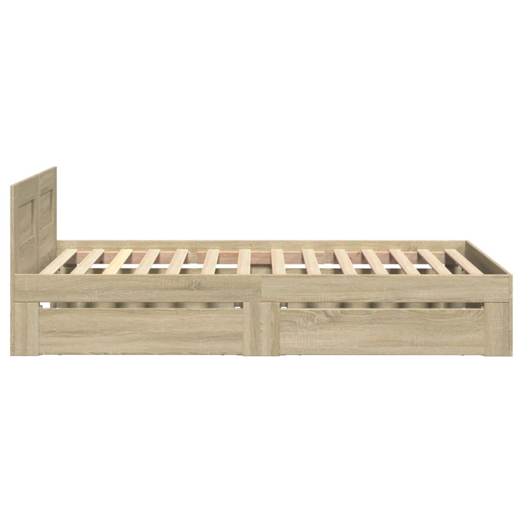 vidaXL Cadru de pat cu tăblie stejar sonoma 75x190 cm lemn prelucrat