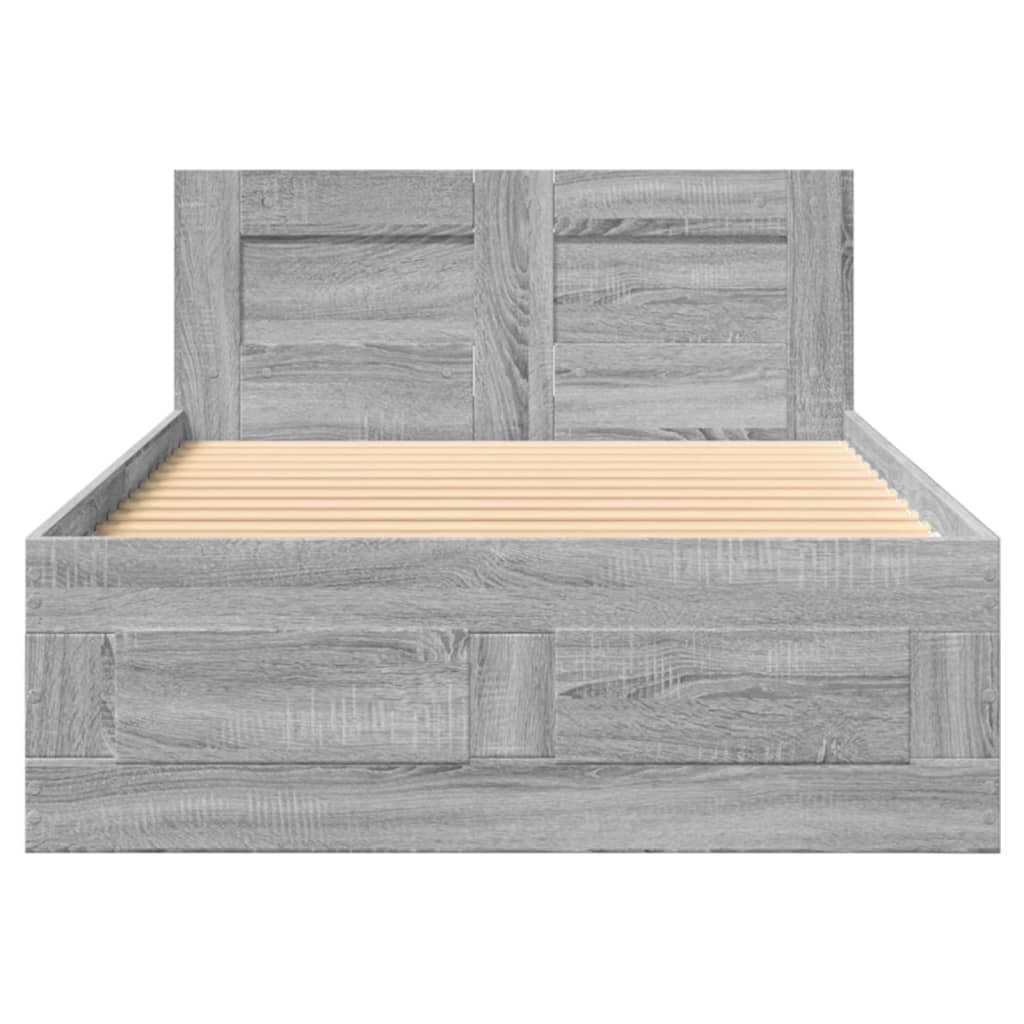 vidaXL Cadru de pat cu tăblie gri sonoma 75x190 cm lemn prelucrat