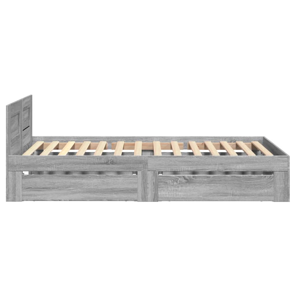 vidaXL Cadru de pat cu tăblie gri sonoma 75x190 cm lemn prelucrat