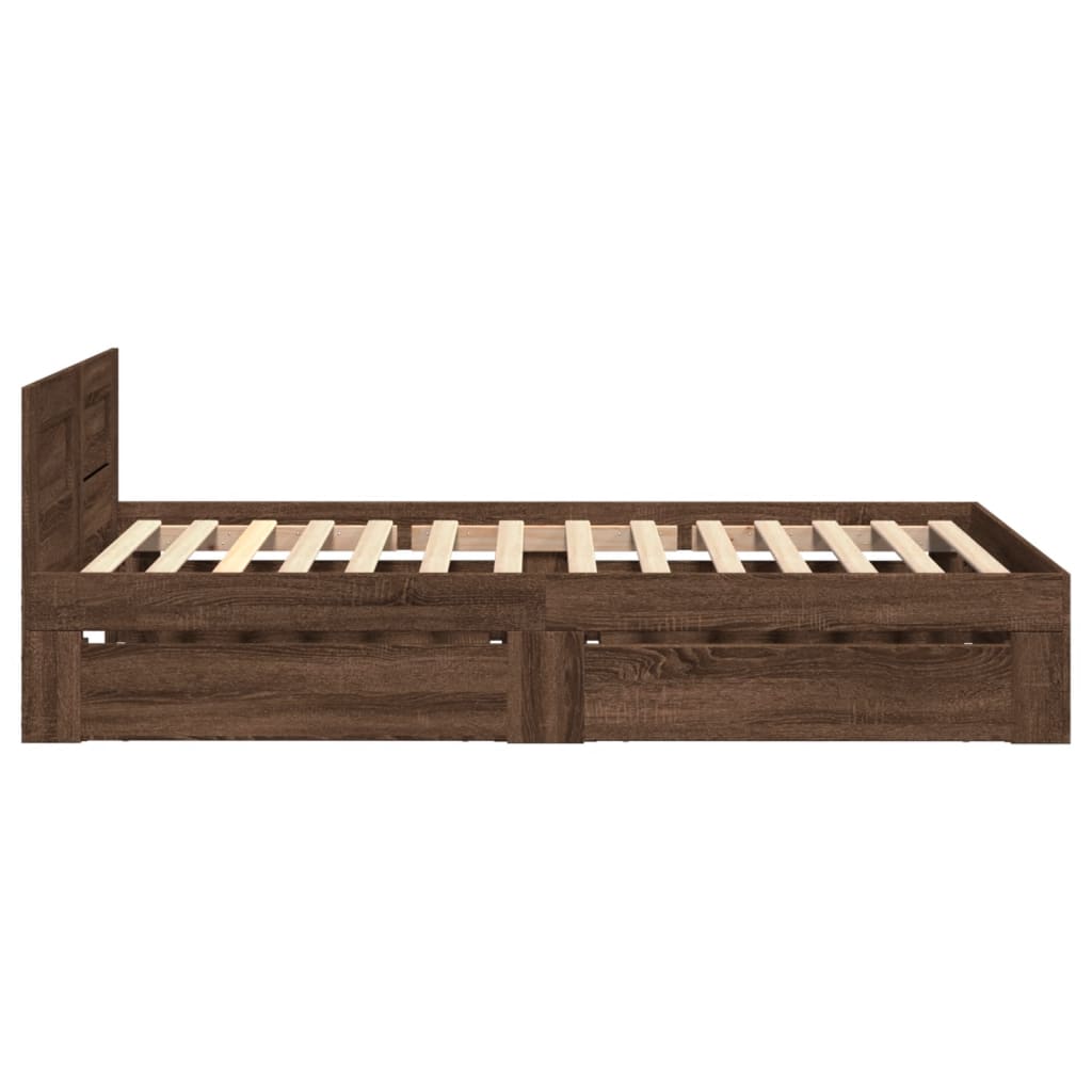 vidaXL Cadru de pat cu tăblie stejar maro 75x190 cm lemn prelucrat