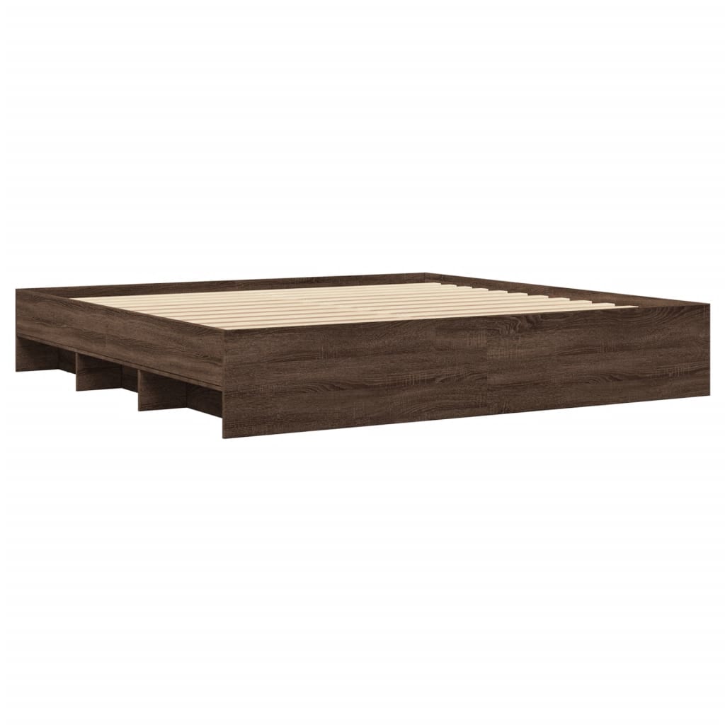 vidaXL Cadru de pat fără saltea Stejar maro 200x200 cm Lemn prelucrat vidaXL Cadru de pat fără saltea Stejar maro 200x200 cm Lemn prelucrat