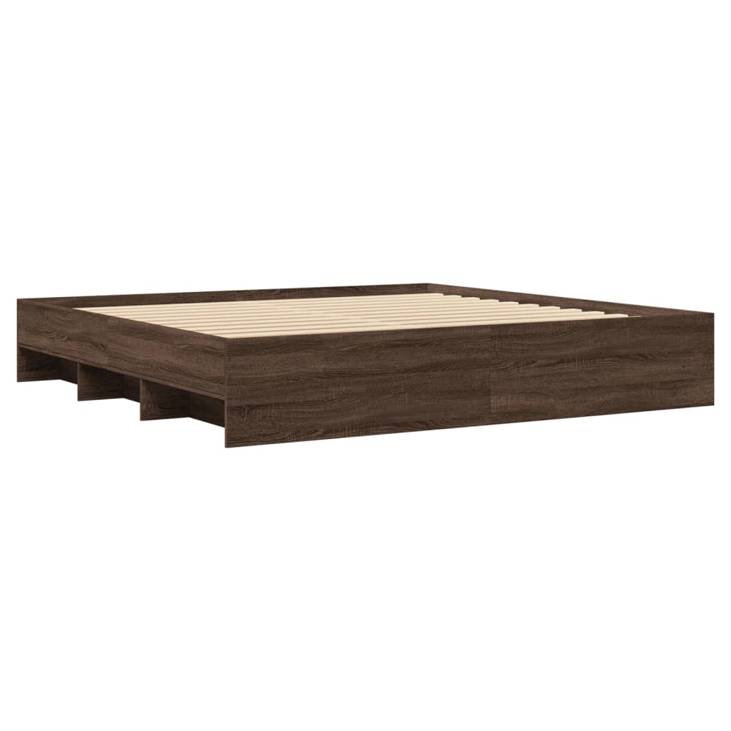 vidaXL Cadru de pat fără saltea Stejar maro 200x200 cm Lemn prelucrat vidaXL Cadru de pat fără saltea Stejar maro 200x200 cm Lemn prelucrat
